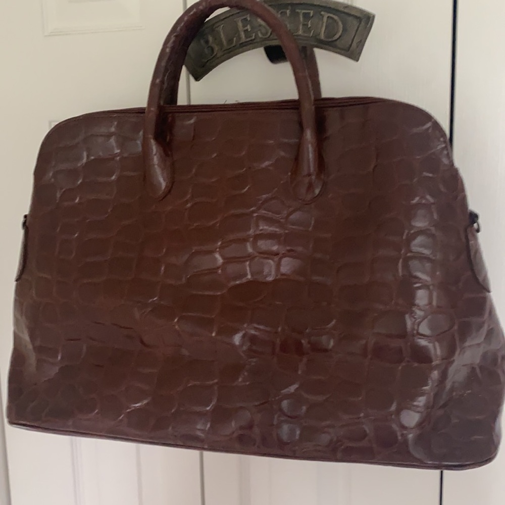 Faux crocodile travel bag